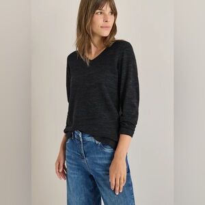 GAP Charcoal Gray 3/4 Sleeve V Neck Slouchy tie waist Top Shirt Medium